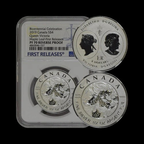 カナダ。2019年、4ドル、銀貨 - PCGS PR70 - トップポップ?? ビクトリア建国200周年記念