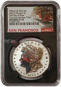 2023-S リバース プルーフ モーガン ドル NGC PF70 FDOI ブラック スラブ シルバー コイン。 137,500円
