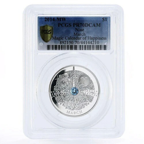 ニウエ 1ドル マジックカレンダーオブハピネス 3月 PR70 PCGS 銀貨 2014年