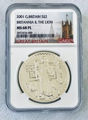 2001年 イギリス 2ポンド銀貨 ブリタニア NGC MS68 PL