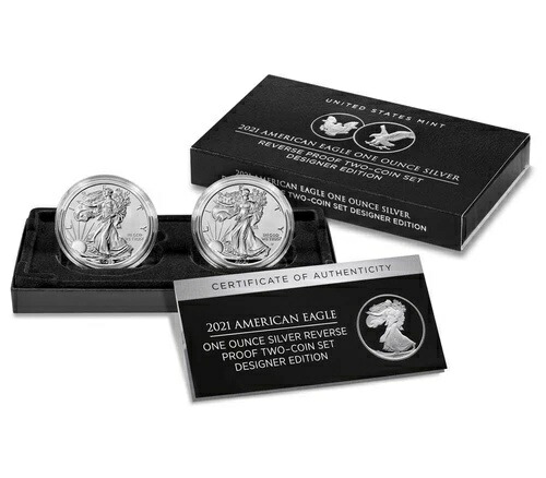 2021年 アメリカンイーグル 1オンス シルバー リバースプルーフ 2枚セット (21XJ) 予約販売