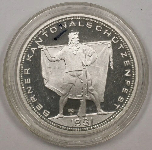 1991年 スイス プルーフ ベルン射撃祭 50フラン銀貨 (JA)