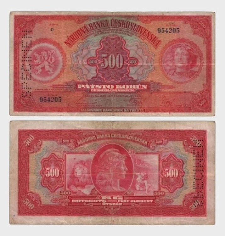 チェコスロバキア - 1929 - 500 コルン - 標本 - \