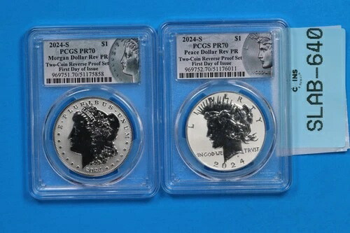 2024 S リバースプルーフ 2枚組 モルガン＆ピースドルセット シルバー PCGS PR70 リバース