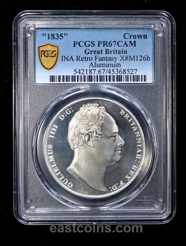 PCGS PR67 1835年 イギリス ウィリアム3世 3つの恵み X#M126b アルミニウム製クラウン