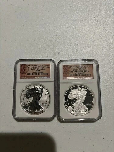 2012 S リバースプルーフ シルバーイーグル NGC PF70’S ER 2 コイン サンフランシスコ セット