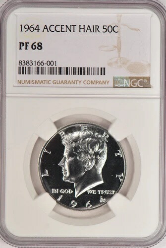 1964年 アクセントヘア ケネディ ハーフダラー プルーフ NGC PF 68 PR68 ジェムコイン 50セント