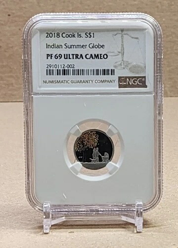 2018年 クック諸島 1ドル - インディアンサマーグローブ - NGC PF69 UC - 希少 999 シルバーコイン