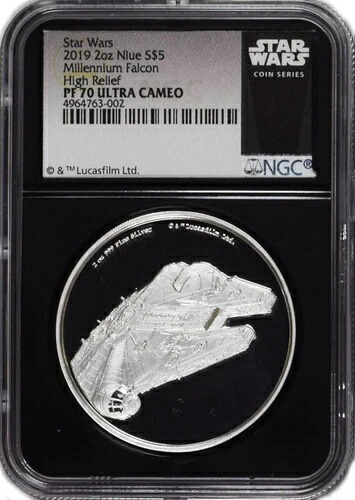 2019年 5ドル ニウエ プルーフ スターウォーズ ミレニアム・ファルコン ハイレリーフ 2オンス .999 シルバー NGC 139,150円