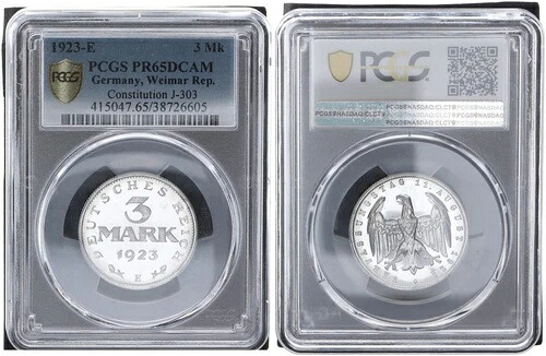 インフレーションタイム 3マーク アルミニウム J.303 1923 E PCGS PR65DCAM PP 106586｜WORLD RESOURCE【KING店】
