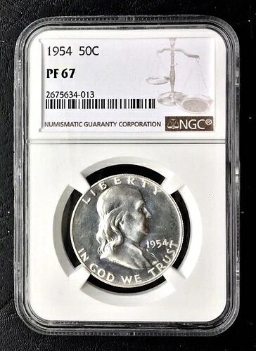 1954年 50セント フランクリン プルーフ シルバー ハーフドル NGC PF 67 ハイグレード｜WORLD RESOURCE【KING店】