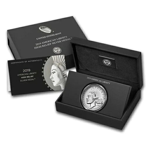 2019-P アメリカン リバティ ハイレリーフ 2.5 オンス シルバー メダル（OGP および COA 付き）｜WORLD RESOURCE【KING店】
