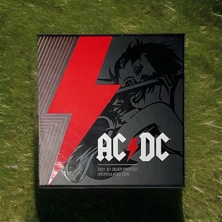 2021年 オーストラリア $1 ACDC 1オンス フロステッドシルバーコイン/メタルミント# タグ付きボックス入り + ビッグボーナス｜WORLD RESOURCE【KING店】