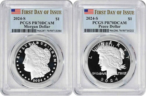2024-S モーガン&ピース シルバーダラー 2枚組 PR70DCAM 発行初日 PCGS|WORLD RESOURCE【KING店】