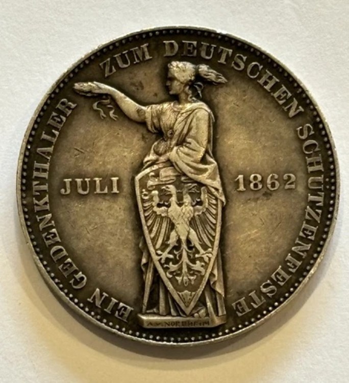 希少な 1862 年ドイツ諸州 - フランクフルト - シルバー シューティング ターラー造幣局、古くて珍しい!｜WORLD RESOURCE【KING店】 255,420円