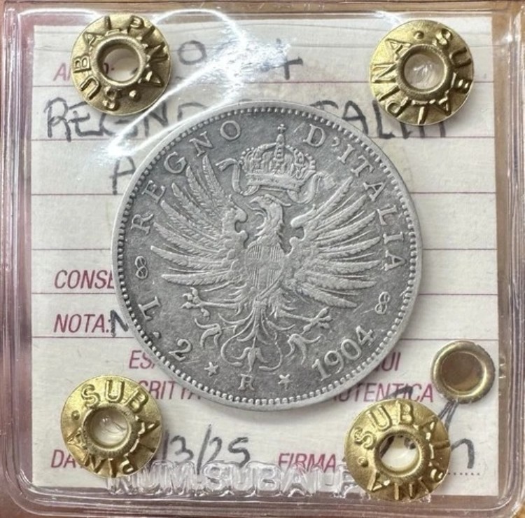イタリア王国 2 リーブル イーグル 1904年 非常に希少 未開封 BB+
