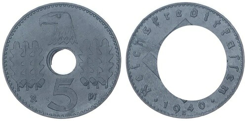 Reichskreditkassen 5 Pfennig 1940 E マイナーエリア J.618 XF 118764-