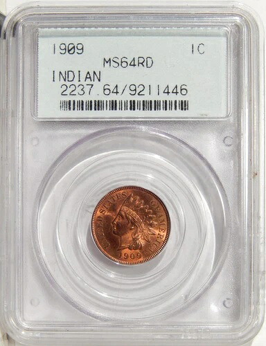 1909 1セント PCGS MS 64 レッドダブルダイ OBV FS-101 ~ 希少な2ピースホルダー入りインディアンセント