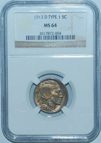 1913 D NGC MS64 T1 タイプ1 バッファローニッケル|WORLD RESOURCE【KING店】