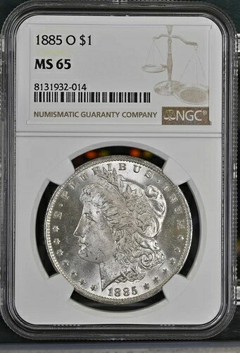 1885年 O モルガン銀貨 NGC MS-65