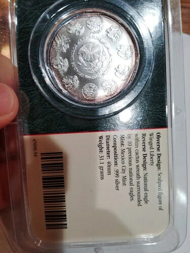 2000 年メキシコ リベルタッド 1 オンス .999 シルバー コイン - リトルトン ホルダー ショーパック BU TONED!