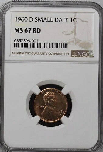 1960-D 1C RD スモールデイト リンカーン記念館 1セント NGC MS67RD 6352399-001
