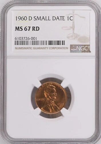 1960-D 1C RD スモールデイト リンカーン記念館 1セント NGC MS67RD 6103726-001