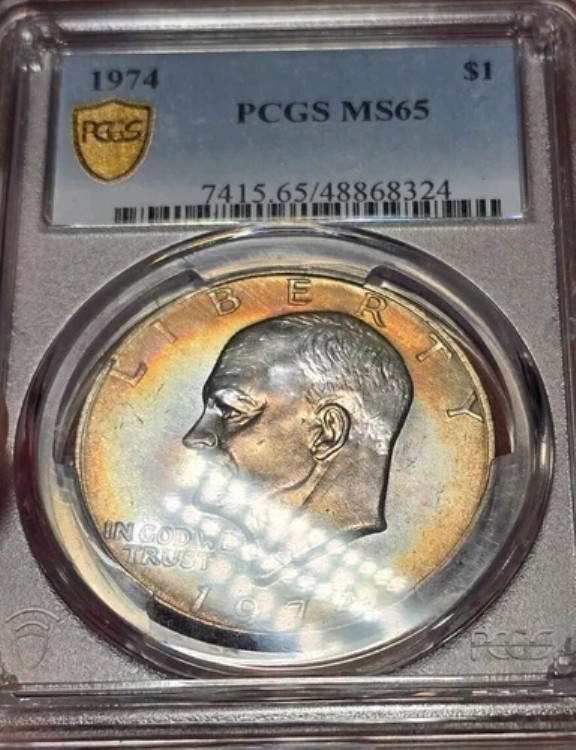 1974年 アイゼンハワー・アイク・ダラー $1 PCGS MS65 虹色の美しい色彩と光沢たっぷり｜WORLD RESOURCE【KING店】