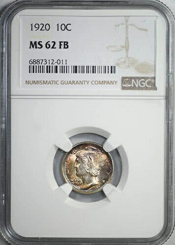 1920 年製マーキュリー ダイム 10C NGC MS62FB - フルバンド - トーン加工済み!｜WORLD RESOURCE【KING店】