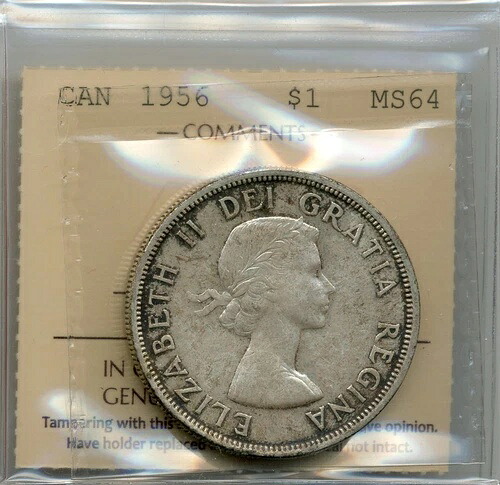 1956年カナダ銀貨 - ICCS未流通 MS 64