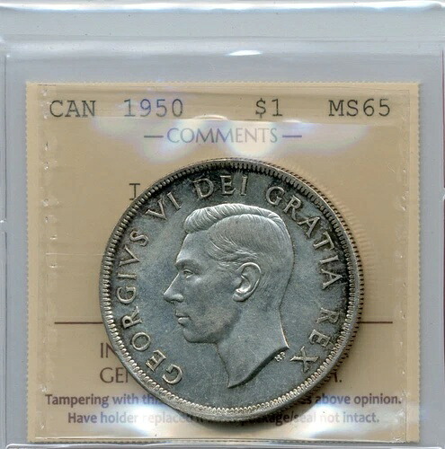 1950年カナダ銀貨、アイランドログ - ジェムアンサーキュレート、ICCS MS 65