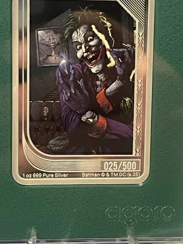 2025 ? DCコミックスのアート - 1オンス トレーディングカード エメラルド - ジョーカー 025/500