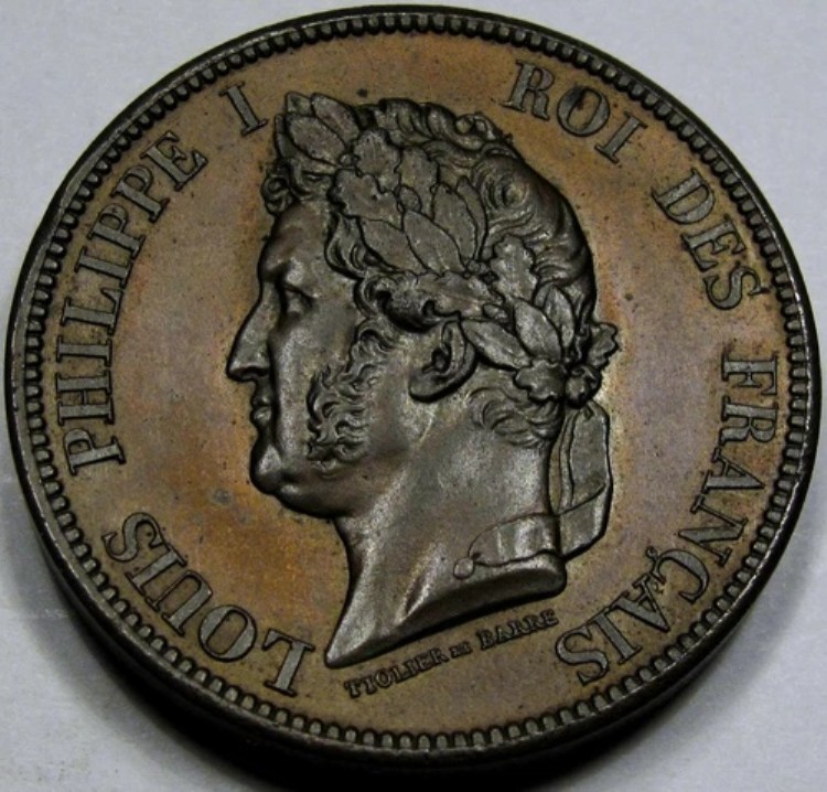 1839年-A フランス製サンチーム硬貨 素晴らしいジェムブラウン 驚異的な打刻、プルーフ/プルーフライク