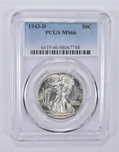1943年-D ウォーキング・リバティ・ハーフダラー MS66 PCGS *9222