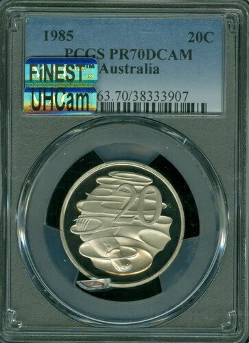 1985年 オーストラリア 20セント PCGS PR70 UHCam MAC FINEST MAC SPOTLESS *