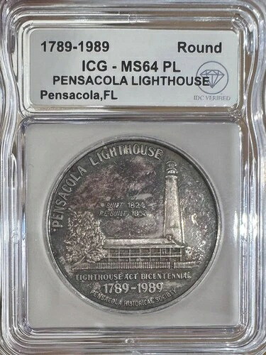 1789-1989 ペンサコーラ海軍航空基地 1オンス ラウンド ICG MS-64 IDC 検証済み PL｜WORLD RESOURCE【KING店】