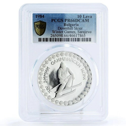 ブルガリア 10レヴァ 冬季オリンピック ダウンヒルスキー選手 PR66 PCGS 銀貨 1984年 113,300円