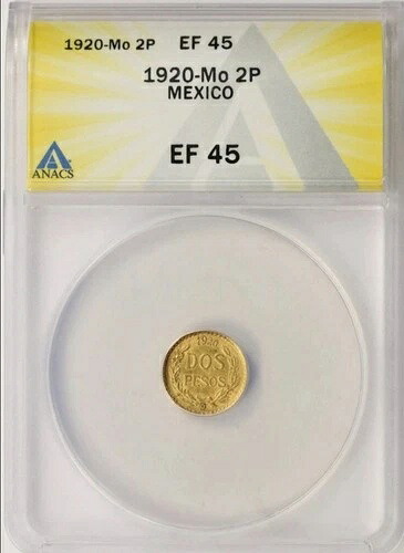 1920年-月 メキシコ金貨 2ペソ ANACS EF45