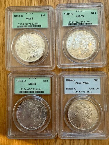 1884年製 O モルガン・ダラー 4枚セット PCGS MS 63 BRST4