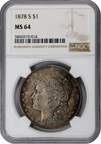 1878-S モルガン銀貨 $1 NGC MS64 鮮やかなレインボートーン ジェム BU｜WORLD RESOURCE【KING店】