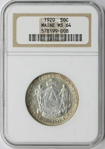 1920年 50セント メイン州銀貨 ハーフドル NGC MS64