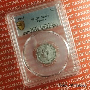 1944年カナダ5セントニッケルPCGS - MS 66 - 素晴らしいコイン #coinsofcanada