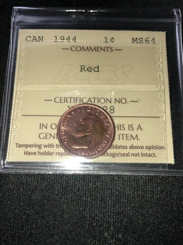 1944年 ICCS グレードカナダ、小型 1 セント、**MS-64** # XUQ 228 149,050円