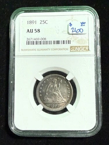 1891年 自由の女神像 クォーター NGC AU 58