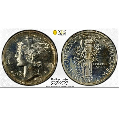 PR66 1942年 プルーフ マーキュリー シルバー ダイム - PCGS TRUEVIEW｜WORLD RESOURCE【KING店】 113,850円