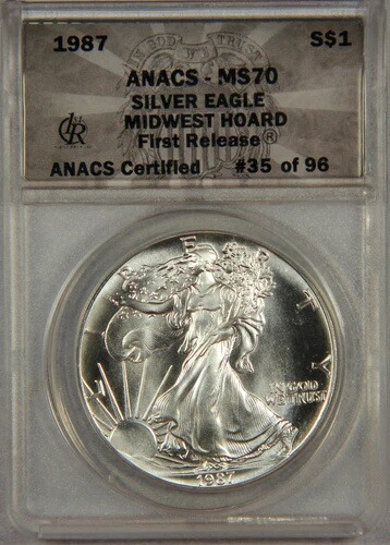 1987年 シルバーイーグルドル ANACS MS70 ミッドウェストホード 初公開 $1