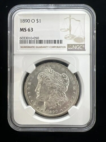 1890年 O 1ドルモルガン銀貨 NGC MS-63