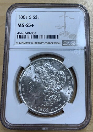 1881-S 1ドル モルガン銀貨 NGC MS 65+ (プラス)