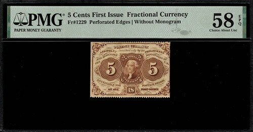 Fr-1229 0.05ドル 初発行分数貨幣 - 5セント - グレーディング済み PMG 58 EPQ｜WORLD RESOURCE【KING店】