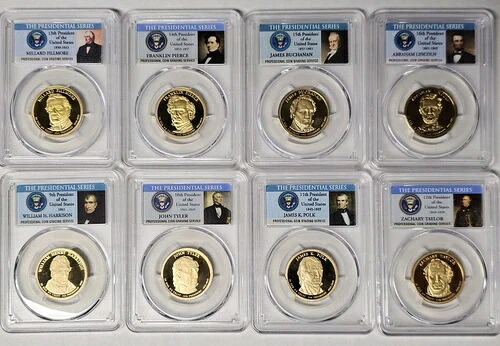 2009年S - 2010年S 大統領 $1 PCGS 70プルーフ 8枚セット ハリソン・リンカーン